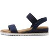 DREAM PAIRS Womens Espadrilles Ankle Stretch Elastic Strap Open Toe Wedges Flats Sandals(Navy-suede)