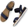 DREAM PAIRS Womens Espadrilles Ankle Stretch Elastic Strap Open Toe Wedges Flats Sandals(Navy-suede)