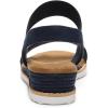 DREAM PAIRS Womens Espadrilles Ankle Stretch Elastic Strap Open Toe Wedges Flats Sandals(Navy-suede)