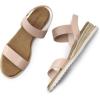 DREAM PAIRS Womens Espadrilles Ankle Stretch Elastic Strap Open Toe Wedges Flats Sandals(Nude/Pink)