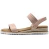 DREAM PAIRS Womens Espadrilles Ankle Stretch Elastic Strap Open Toe Wedges Flats Sandals(Nude/Pink)