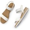 DREAM PAIRS Womens Espadrilles Ankle Stretch Elastic Strap Open Toe Wedges Flats Sandals(White)