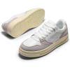 DREAM PAIRS Women’s Fashion Walking Skateboard Court Sneakers Comfortable Low-Top Lace-Up Non-Slip Retro Vintage Casual Classic Athletic Shoes(White/Grey)