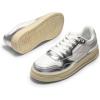 DREAM PAIRS Women’s Fashion Walking Skateboard Court Sneakers Comfortable Low-Top Lace-Up Non-Slip Retro Vintage Casual Classic Athletic Shoes(White/Silver)