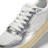 DREAM PAIRS Women’s Fashion Walking Skateboard Court Sneakers Comfortable Low-Top Lace-Up Non-Slip Retro Vintage Casual Classic Athletic Shoes(White/Silver)