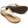 DREAM PAIRS Women’s Flat Sandals Arch Support Orthopedic Comfortable Soft Cushion Summer T-Strap Walking Thong Sandals(Gold-pu)