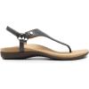 DREAM PAIRS Women’s Flat Sandals Arch Support Orthopedic Comfortable Soft Cushion Summer T-Strap Walking Thong Sandals(Grey-pu)