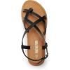 DREAM PAIRS Women’s Flat Sandals Strappy Dressy Comfortable Ankle Strap Casual Summer Thong Sandals for Beach(Black)
