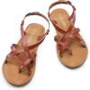 DREAM PAIRS Women’s Flat Sandals Strappy Dressy Comfortable Ankle Strap Casual Summer Thong Sandals for Beach(Dark Brown-pu)