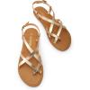 DREAM PAIRS Women’s Flat Sandals Strappy Dressy Comfortable Ankle Strap Casual Summer Thong Sandals for Beach(Gold)