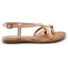 DREAM PAIRS Women’s Flat Sandals Strappy Dressy Comfortable Ankle Strap Casual Summer Thong Sandals for Beach(Natural-pu)