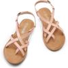 DREAM PAIRS Women’s Flat Sandals Strappy Dressy Comfortable Ankle Strap Casual Summer Thong Sandals for Beach(Natural-pu)
