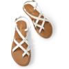 DREAM PAIRS Women’s Flat Sandals Strappy Dressy Comfortable Ankle Strap Casual Summer Thong Sandals for Beach(White)