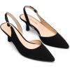 DREAM PAIRS Women’s Kitten Heel Slingback Pointed Closed Toe Low Stiletto Heels Dress Bridal Elegant Wedding Pumps Shoes(Black-nubuck)