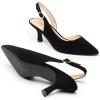 DREAM PAIRS Women’s Kitten Heel Slingback Pointed Closed Toe Low Stiletto Heels Dress Bridal Elegant Wedding Pumps Shoes(Black-nubuck)