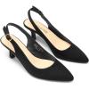 DREAM PAIRS Women’s Kitten Heel Slingback Pointed Closed Toe Low Stiletto Heels Dress Bridal Elegant Wedding Pumps Shoes(Black-suede)