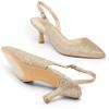 DREAM PAIRS Women’s Kitten Heel Slingback Pointed Closed Toe Low Stiletto Heels Dress Bridal Elegant Wedding Pumps Shoes(Gold-glitter)