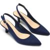 DREAM PAIRS Women’s Kitten Heel Slingback Pointed Closed Toe Low Stiletto Heels Dress Bridal Elegant Wedding Pumps Shoes(Navy-suede)