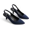 DREAM PAIRS Women’s Kitten Heel Slingback Pointed Closed Toe Low Stiletto Heels Dress Bridal Elegant Wedding Pumps Shoes(Navy-suede-1)