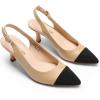 DREAM PAIRS Women’s Kitten Heel Slingback Pointed Closed Toe Low Stiletto Heels Dress Bridal Elegant Wedding Pumps Shoes(Nude/Black)