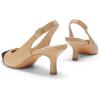 DREAM PAIRS Women’s Kitten Heel Slingback Pointed Closed Toe Low Stiletto Heels Dress Bridal Elegant Wedding Pumps Shoes(Nude/Black)