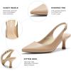 DREAM PAIRS Women’s Kitten Heel Slingback Pointed Closed Toe Low Stiletto Heels Dress Bridal Elegant Wedding Pumps Shoes(Nude-pu)