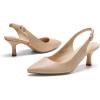 DREAM PAIRS Women’s Kitten Heel Slingback Pointed Closed Toe Low Stiletto Heels Dress Bridal Elegant Wedding Pumps Shoes(Nude-pu)