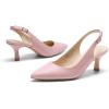 DREAM PAIRS Women’s Kitten Heel Slingback Pointed Closed Toe Low Stiletto Heels Dress Bridal Elegant Wedding Pumps Shoes(Pink-pu)