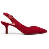 DREAM PAIRS Women’s Kitten Heel Slingback Pointed Closed Toe Low Stiletto Heels Dress Bridal Elegant Wedding Pumps Shoes(Red-suede)