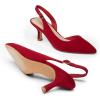 DREAM PAIRS Women’s Kitten Heel Slingback Pointed Closed Toe Low Stiletto Heels Dress Bridal Elegant Wedding Pumps Shoes(Red-suede)