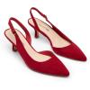 DREAM PAIRS Women’s Kitten Heel Slingback Pointed Closed Toe Low Stiletto Heels Dress Bridal Elegant Wedding Pumps Shoes(Red-suede)