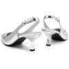 DREAM PAIRS Women’s Kitten Heel Slingback Pointed Closed Toe Low Stiletto Heels Dress Bridal Elegant Wedding Pumps Shoes(Silver-pat)