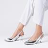 DREAM PAIRS Women’s Kitten Heel Slingback Pointed Closed Toe Low Stiletto Heels Dress Bridal Elegant Wedding Pumps Shoes(Silver-pat)