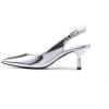 DREAM PAIRS Women’s Kitten Heel Slingback Pointed Closed Toe Low Stiletto Heels Dress Bridal Elegant Wedding Pumps Shoes(Silver-pat)
