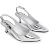 DREAM PAIRS Women’s Kitten Heel Slingback Pointed Closed Toe Low Stiletto Heels Dress Bridal Elegant Wedding Pumps Shoes(Silver-pat)