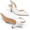 DREAM PAIRS Women’s Kitten Heel Slingback Pointed Closed Toe Low Stiletto Heels Dress Bridal Elegant Wedding Pumps Shoes(White)