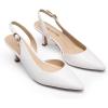 DREAM PAIRS Women’s Kitten Heel Slingback Pointed Closed Toe Low Stiletto Heels Dress Bridal Elegant Wedding Pumps Shoes(White)
