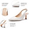 DREAM PAIRS Women’s Kitten Heel Slingback Pointed Closed Toe Low Stiletto Heels Dress Bridal Elegant Wedding Pumps Shoes(White-pu)