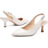 DREAM PAIRS Women’s Kitten Heel Slingback Pointed Closed Toe Low Stiletto Heels Dress Bridal Elegant Wedding Pumps Shoes(White-pu)