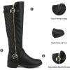 DREAM PAIRS Women’s Knee-High Boots Comfortable Chunky Block Heel Round Toe Side Zipper Riding Fashion Buckles Biker Motorcycle Boots(Black)
