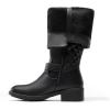 DREAM PAIRS Women’s Knee-High Boots Comfortable Chunky Block Heel Round Toe Side Zipper Riding Fashion Buckles Biker Motorcycle Boots(Black)