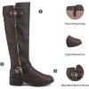 DREAM PAIRS Women’s Knee-High Boots Comfortable Chunky Block Heel Round Toe Side Zipper Riding Fashion Buckles Biker Motorcycle Boots(Brown)