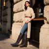 DREAM PAIRS Women’s Knee-High Boots Comfortable Chunky Block Heel Round Toe Side Zipper Riding Fashion Buckles Biker Motorcycle Boots(Brown)