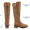 DREAM PAIRS Women’s Knee-High Boots Comfortable Chunky Block Heel Round Toe Side Zipper Riding Fashion Buckles Biker Motorcycle Boots(Camel)