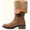 DREAM PAIRS Women’s Knee-High Boots Comfortable Chunky Block Heel Round Toe Side Zipper Riding Fashion Buckles Biker Motorcycle Boots(Camel)