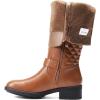 DREAM PAIRS Women’s Knee-High Boots Comfortable Chunky Block Heel Round Toe Side Zipper Riding Fashion Buckles Biker Motorcycle Boots(Light Brown)