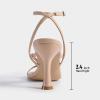 DREAM PAIRS Women’s Low Kitten Heels Strappy Design with Lace Up Open Square Toe Thong Ankle Strap Shoes Fashionable Sexy Sylvestra Heeled Sandals for Dressy Occasions(Nude)