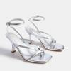 DREAM PAIRS Women’s Low Kitten Heels Strappy Design with Lace Up Open Square Toe Thong Ankle Strap Shoes Fashionable Sexy Sylvestra Heeled Sandals for Dressy Occasions(Silver)
