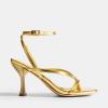 DREAM PAIRS Women’s Low Kitten Heels Strappy Design with Lace Up Open Square Toe Thong Ankle Strap Shoes Fashionable Sexy Sylvestra Heeled Sandals for Dressy Occasions(Gold)
