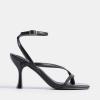 DREAM PAIRS Women’s Low Kitten Heels Strappy Design with Lace Up Open Square Toe Thong Ankle Strap Shoes Fashionable Sexy Sylvestra Heeled Sandals for Dressy Occasions(Black)